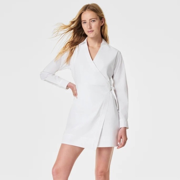 SPANX Dresses & Skirts - NWT SPANX White The Best Poplin Wrap Dress